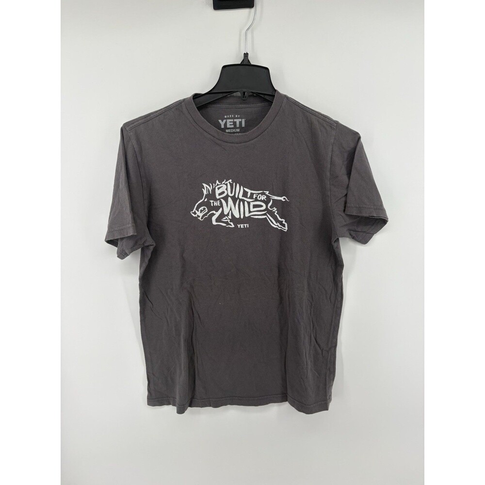 Yeti Men’s Gray Built For The Wild Boar Graphic Short Sleeve T-Shirt Size Medium
